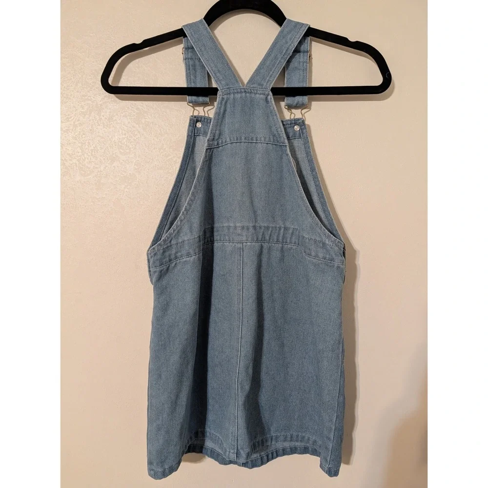 Aeropostale Kids Denim Overall Dress Light Wash Chenille Aero Patch Blue Size M